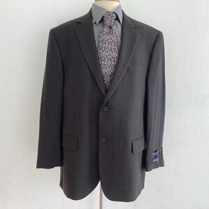 Joseph & Feiss Gold Executive Fit green / black small check plaid jacket 44S NWT